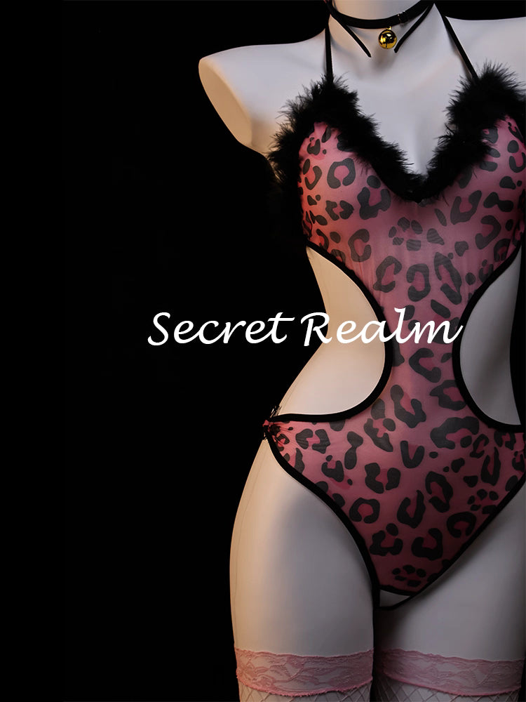Sexy Maid Pink Leopard Print Set